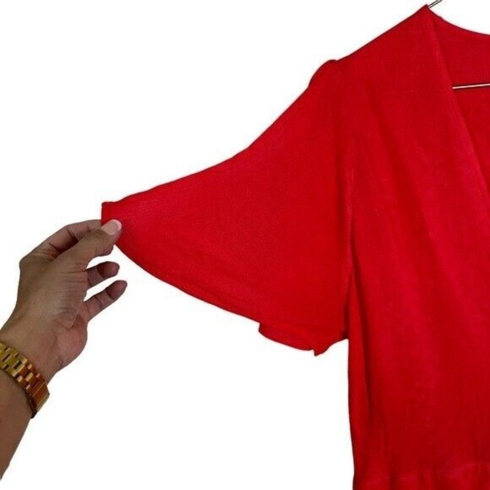 Lulu’s Much Obliged Dress Red Maxi Wrap Gauz Size Small - Picture 7 of 13